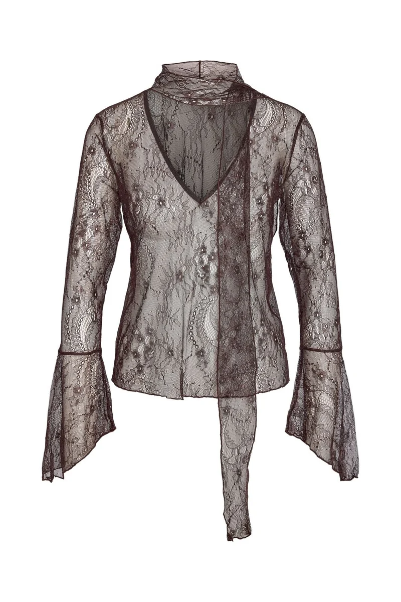 Noisy May - Nmida L/S Lace Scarf Top - 5213801 Delicioso