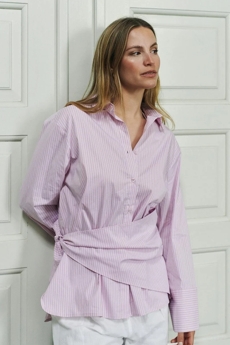 Neo Noir - Dita Scarf Stripe Shirt 169857 - 754 - Light Pink