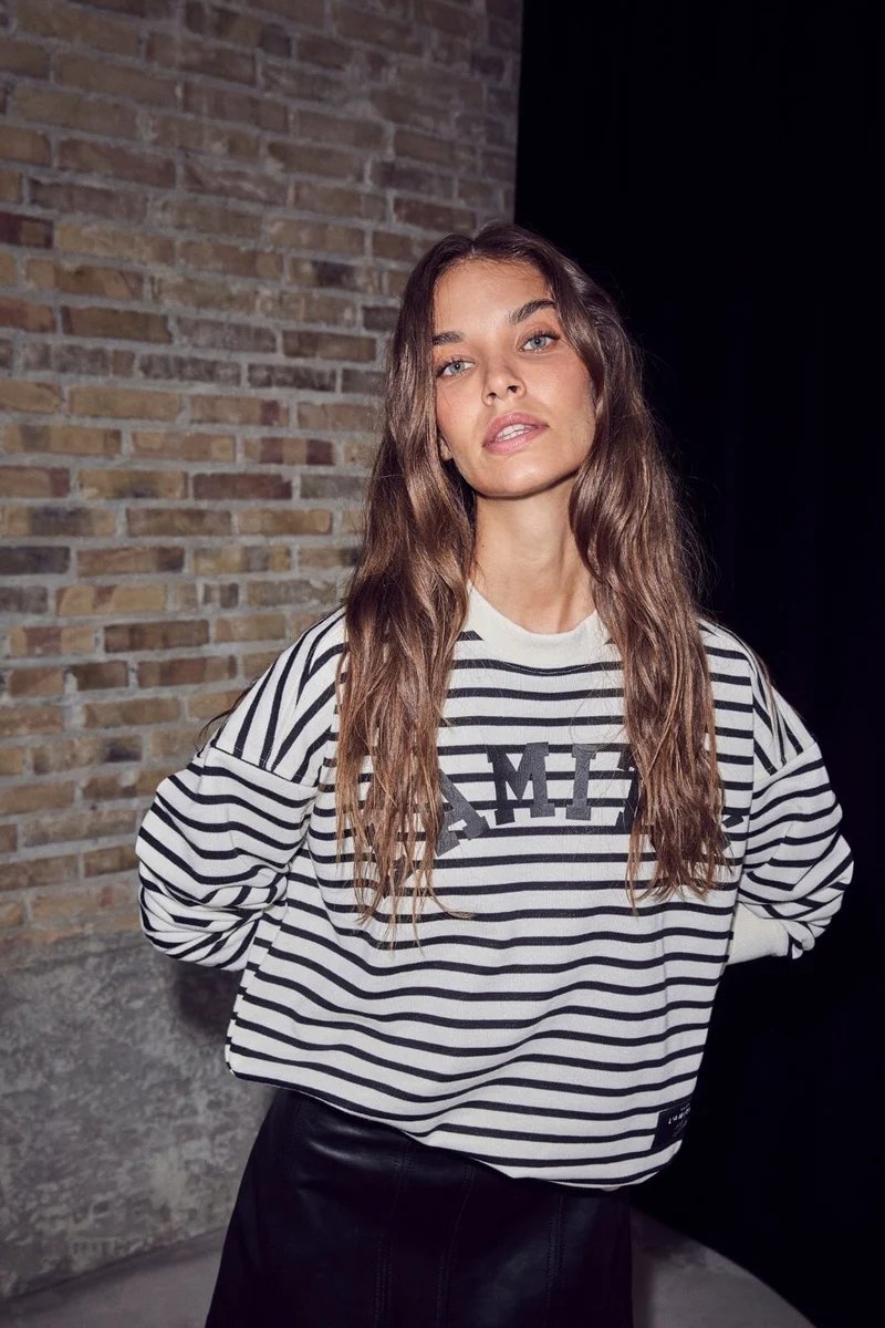 Haute L'Amitié - Stripe Logo Sweat HL10441 - Offwhite Black