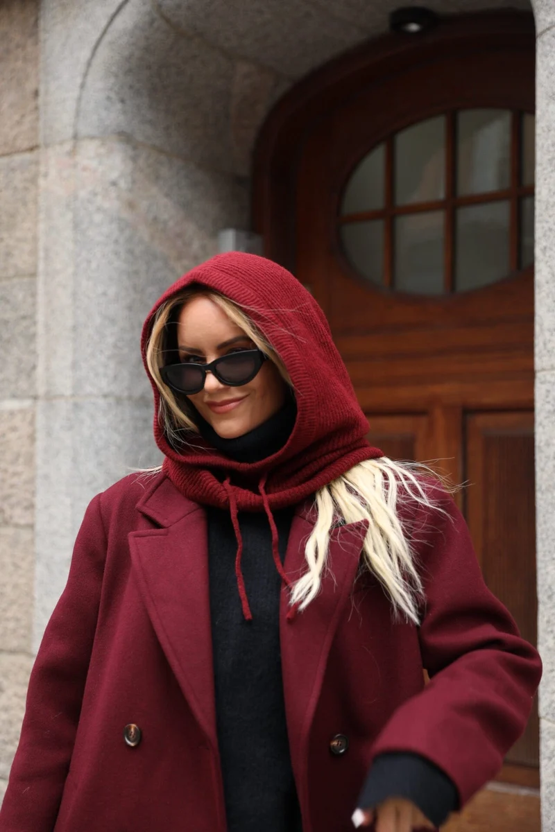 Valentin Studio - Knitted Balaclava 164212 - 174 - Burgundy