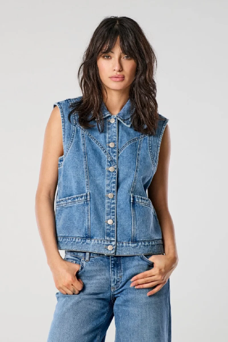Only - Onlkennedy Sl Waistcoat - 4072086 Medium Blue Denim