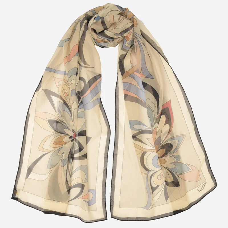 Liana - Long Silk Scarf - Tan