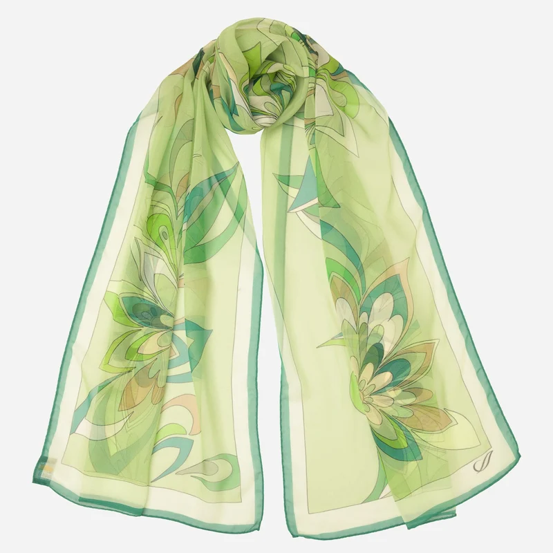 Liana - Long Silk Scarf - Green