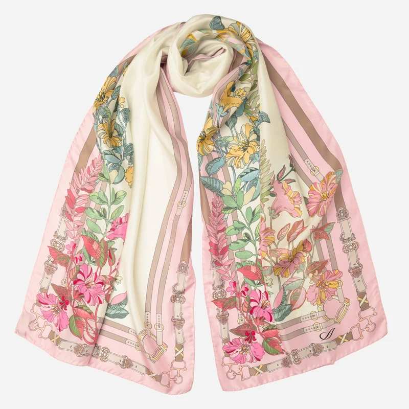 Mina - Long Silk Scarf - Pink