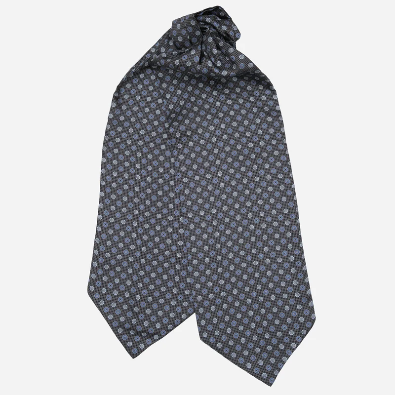 Nino - Silk Ascot Cravat Tie - Charcoal