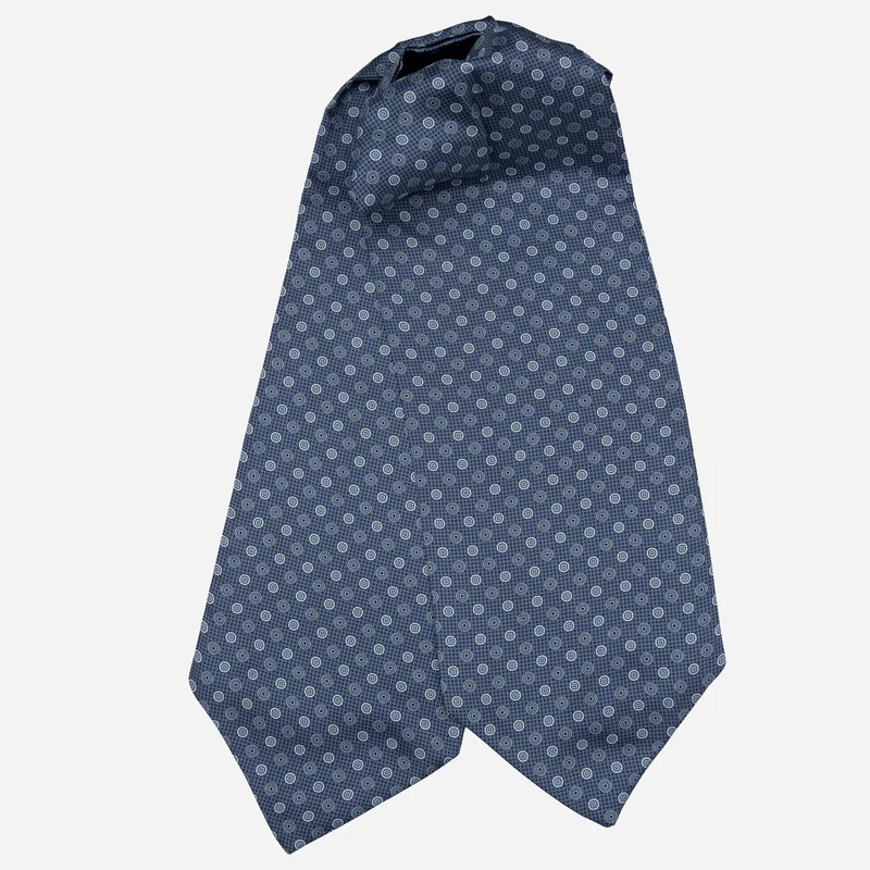 Nino - Silk Ascot Cravat Tie - Blue