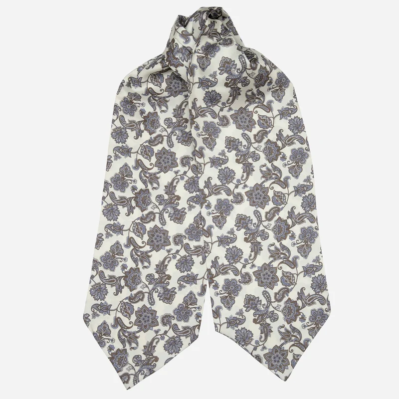 Turano - Silk Ascot Cravat Tie - Ivory