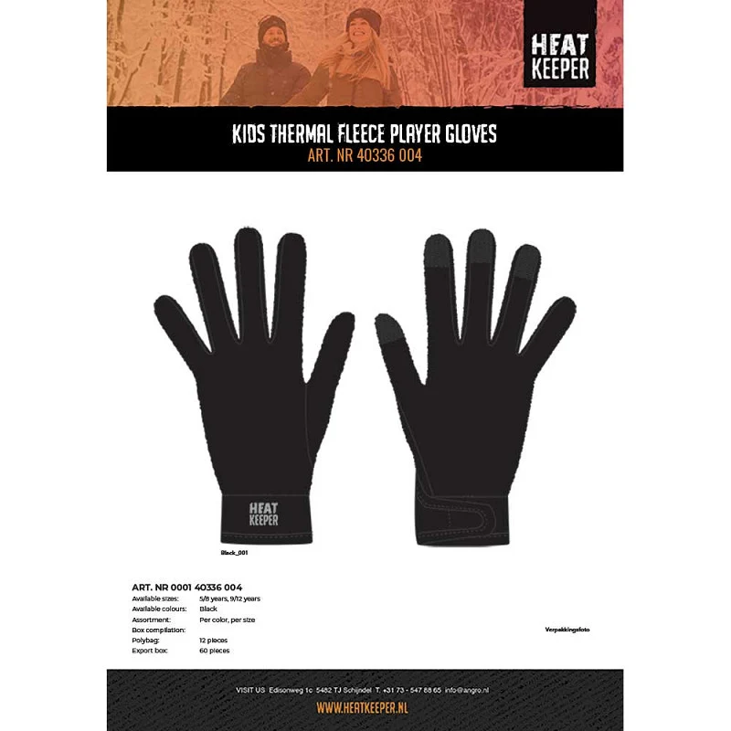 Thermo handschoenen fleece - kids - Klittenband - 4-Pack