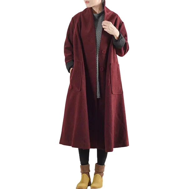 Dames Wollen Trenchcoat Winter Stijlvol Plus Size