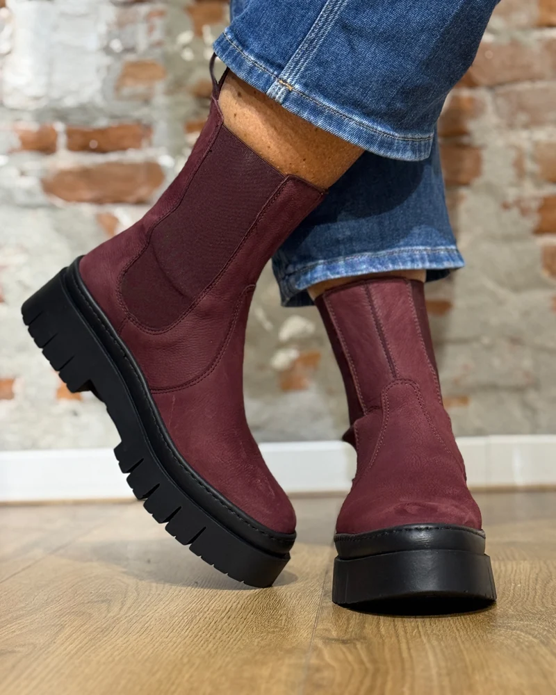 ART duurzame chelsea boot met dikke zool WINE AMBERES