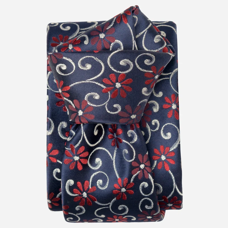 Corsini - Silk Jacquard Tie - Red and Navy
