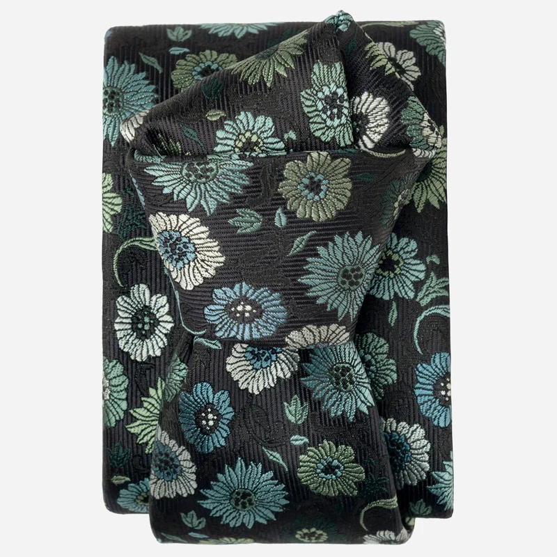 Pergola - Silk Jacquard Tie - Aqua & Black