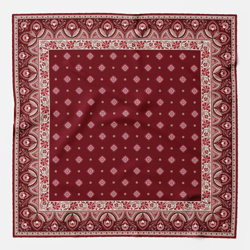 Savino - Silk Pocket Square - Dark Red
