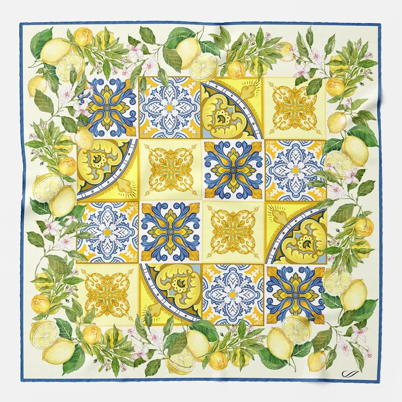 Messina - Silk Pocket Square - Yellow and Blue