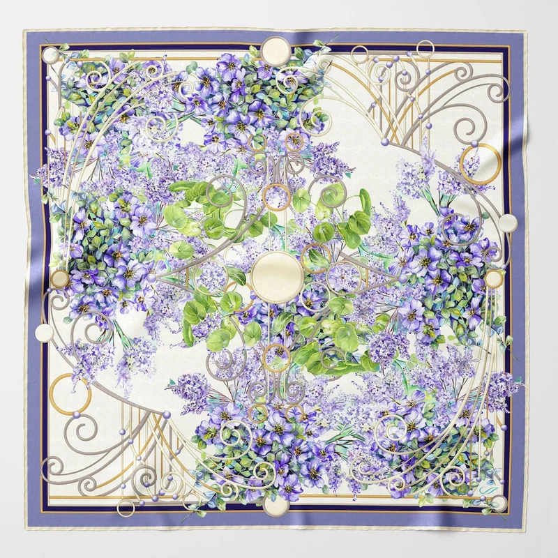 Lilac Garden - Silk Foulard - Purple