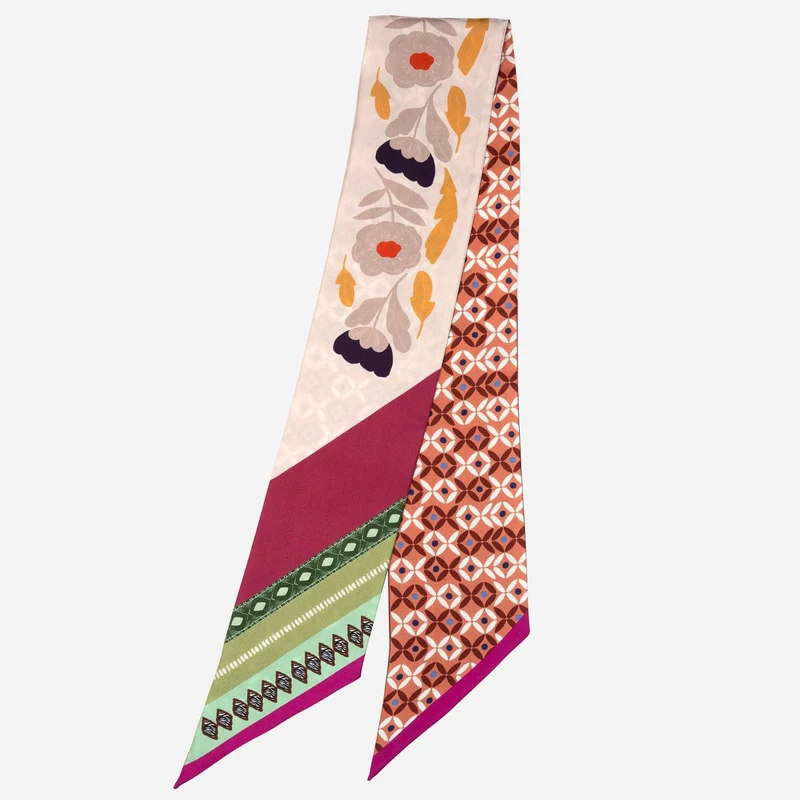 Pamela - Skinny Silk Scarf - Pink