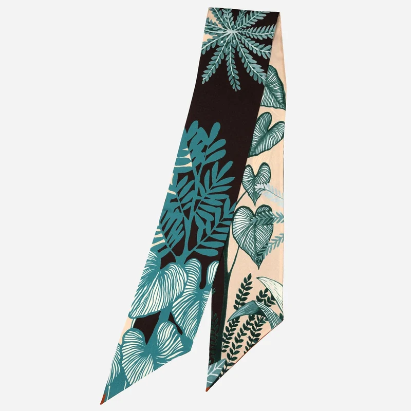 Tropical - Skinny Silk Scarf - Green