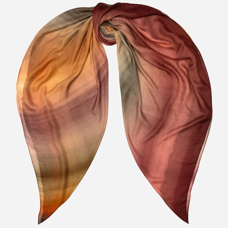 Etna - Modal Silk Scarf Shawl - Sunset Red