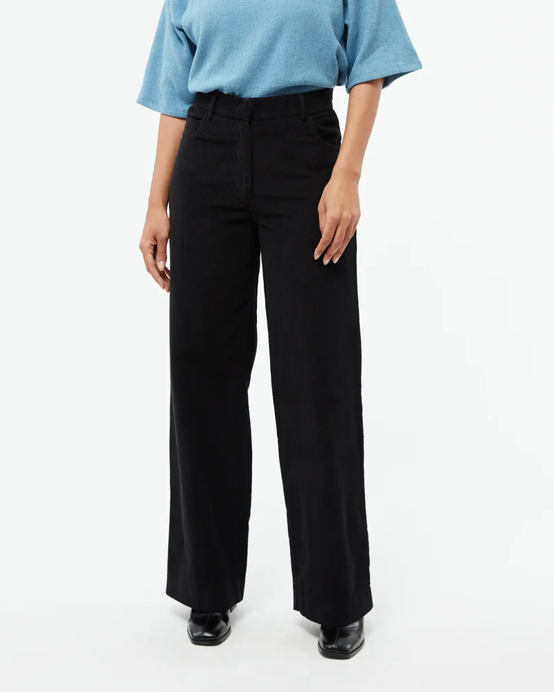 GIVN high waist corduroy broek ELENA BLACK biologisch katoen
