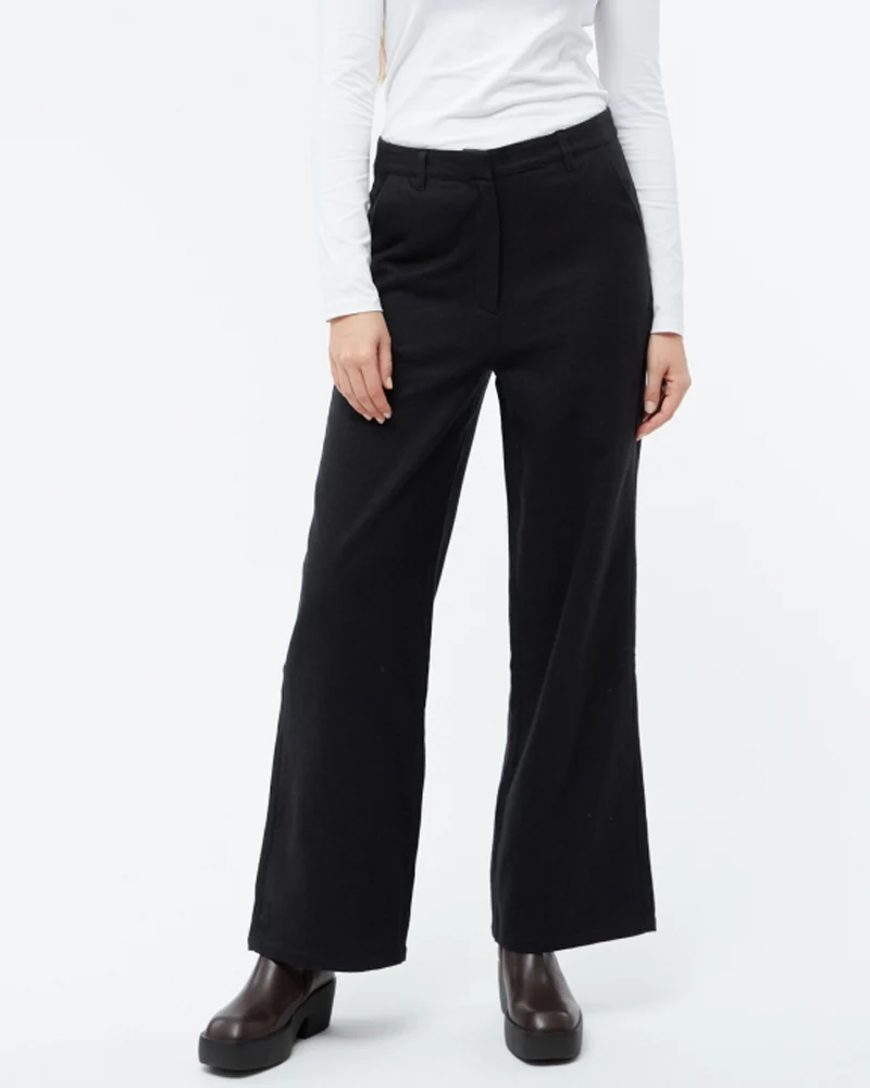 GIVN high waist broek BEA ANTRACIET biologisch katoen flanel