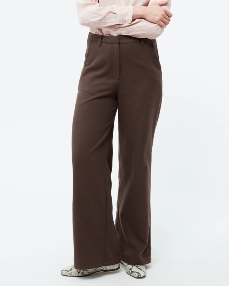 GIVN high waist broek BEA BROWN biologisch katoen flanel