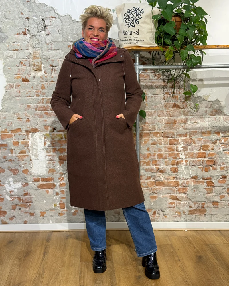 LANGERCHEN lange wollen trenchcoat MILPORT BURGUNDY