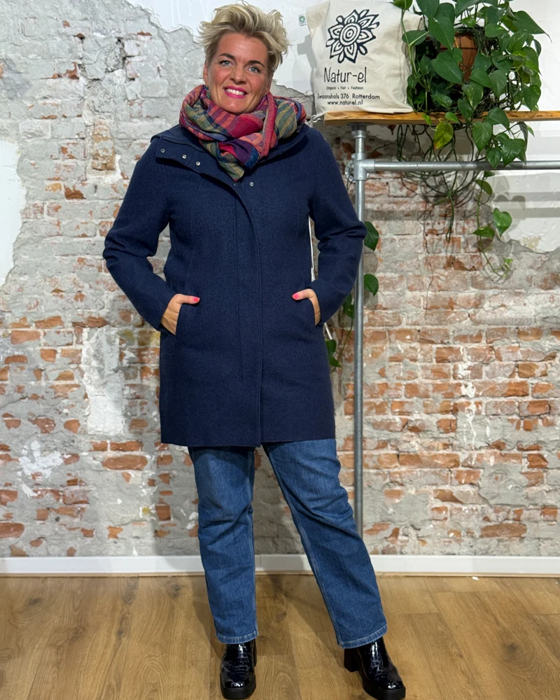 LANGERCHEN wollen parka jas RISANA STEEL BLUE