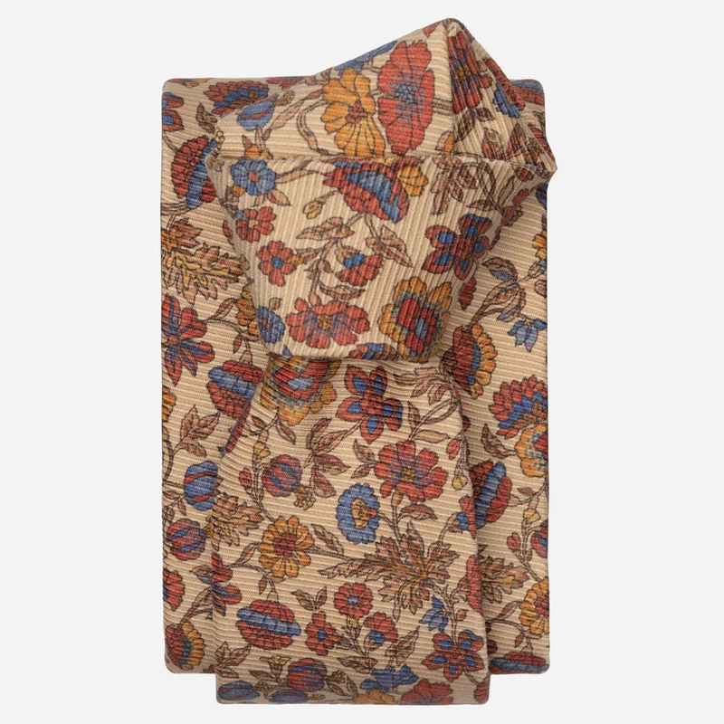 Conte - Printed Madder Silk Tie - Beige