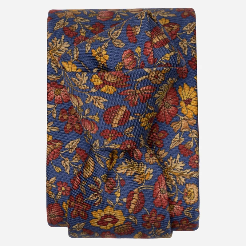 Conte - Printed Madder Silk Tie - Blue
