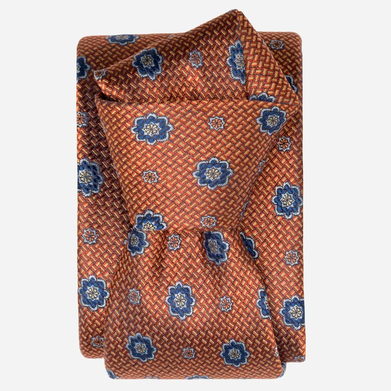 Deruta - Silk Jacquard Tie - Burnt Orange