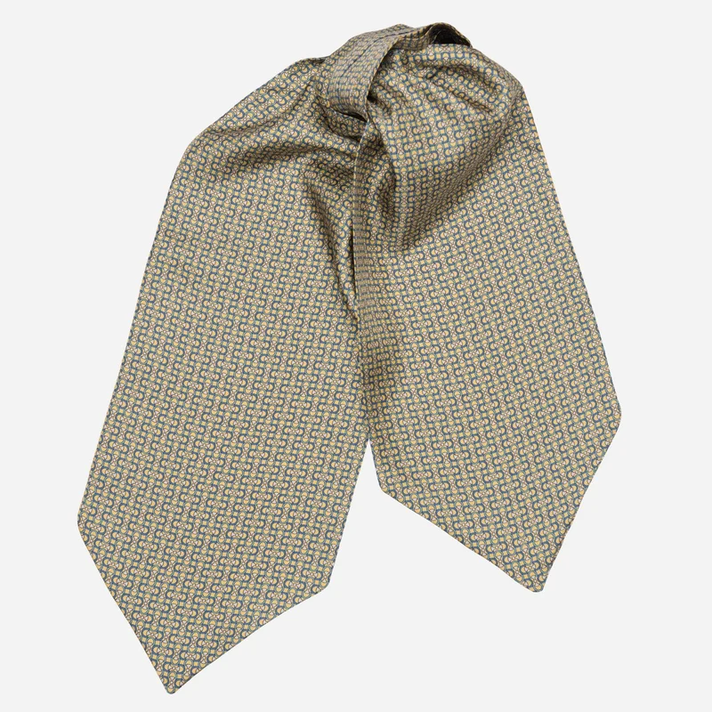 Condotti - Silk Ascot Cravat Tie - Yellow and Blue