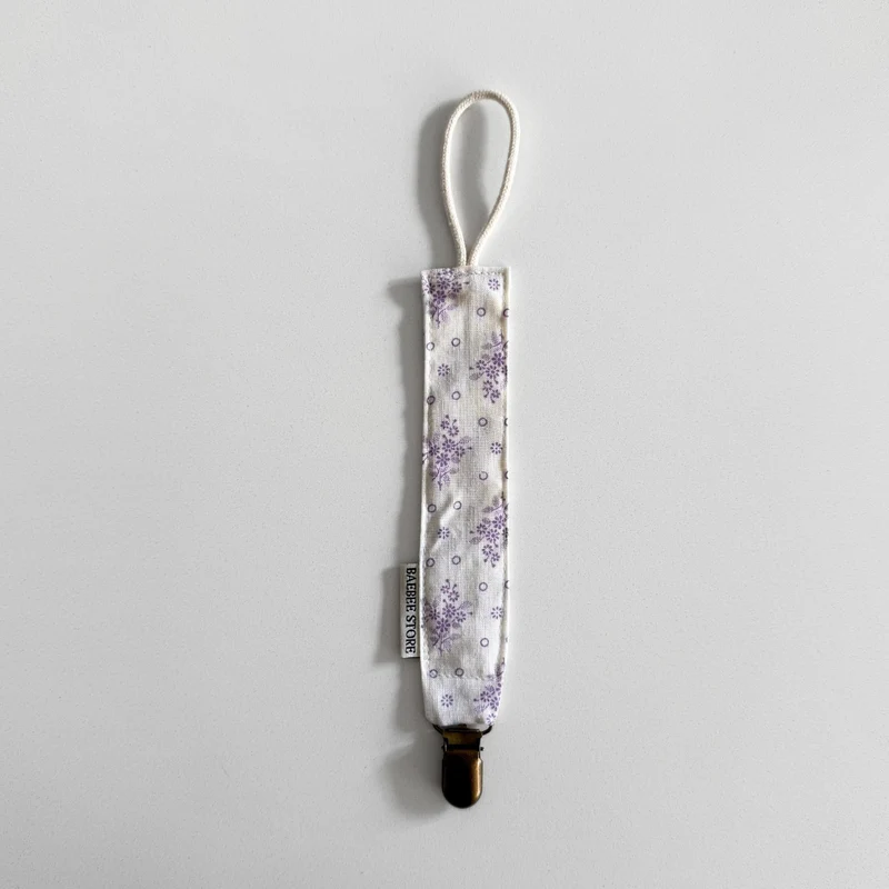 Speenkoord bloemenprint wit met lila