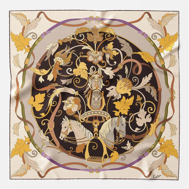 Elena - Silk Bandana - Autumn Browns