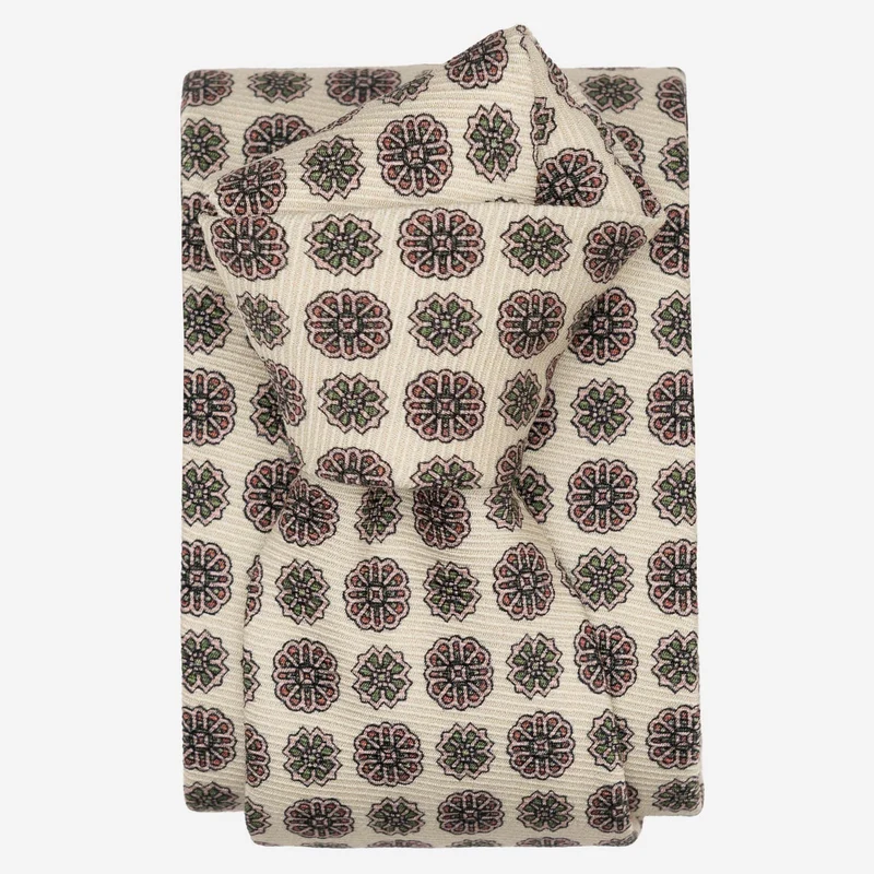Claudius - Printed Madder Silk Tie - Cream