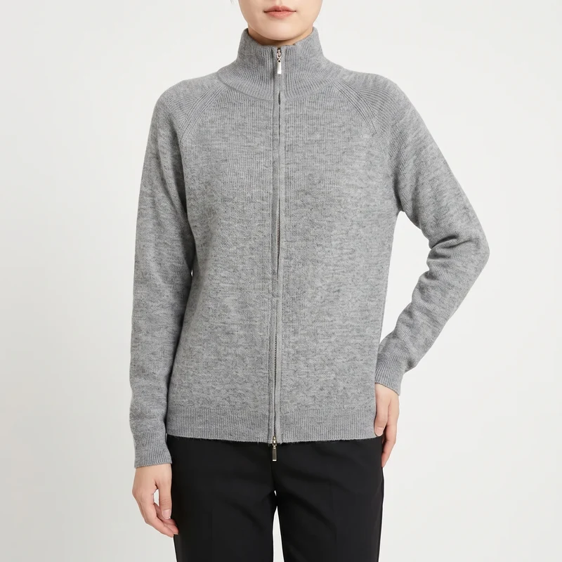 Vest dames | Gebreid model met hoge hals en dubbele rits