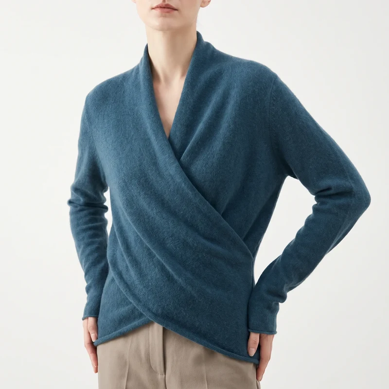 Trui dames | Elegant overslagmodel met v-hals en lange mouw