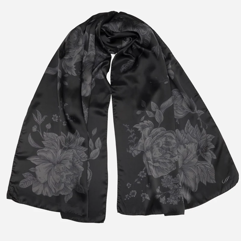 Isabella - Silk Scarf Shawl - Black