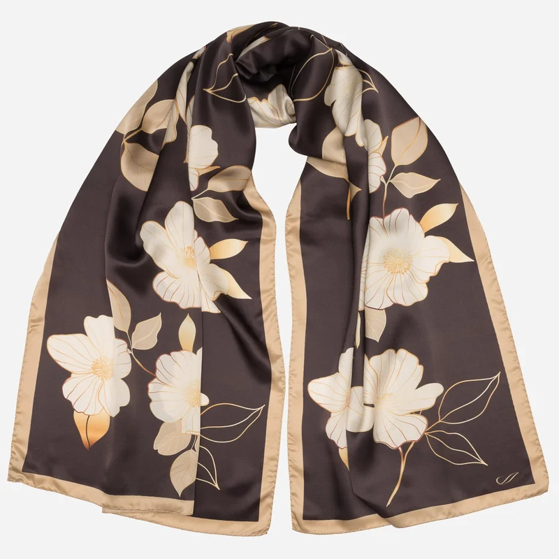 Laura - Silk Scarf Shawl - Chocolate