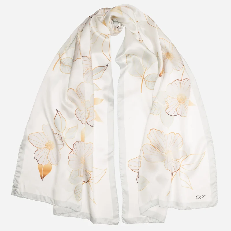 Laura - Silk Scarf Shawl - Ivory
