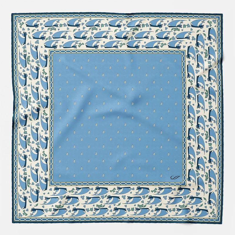 Ostia - Silk Pocket Square - Light Blue