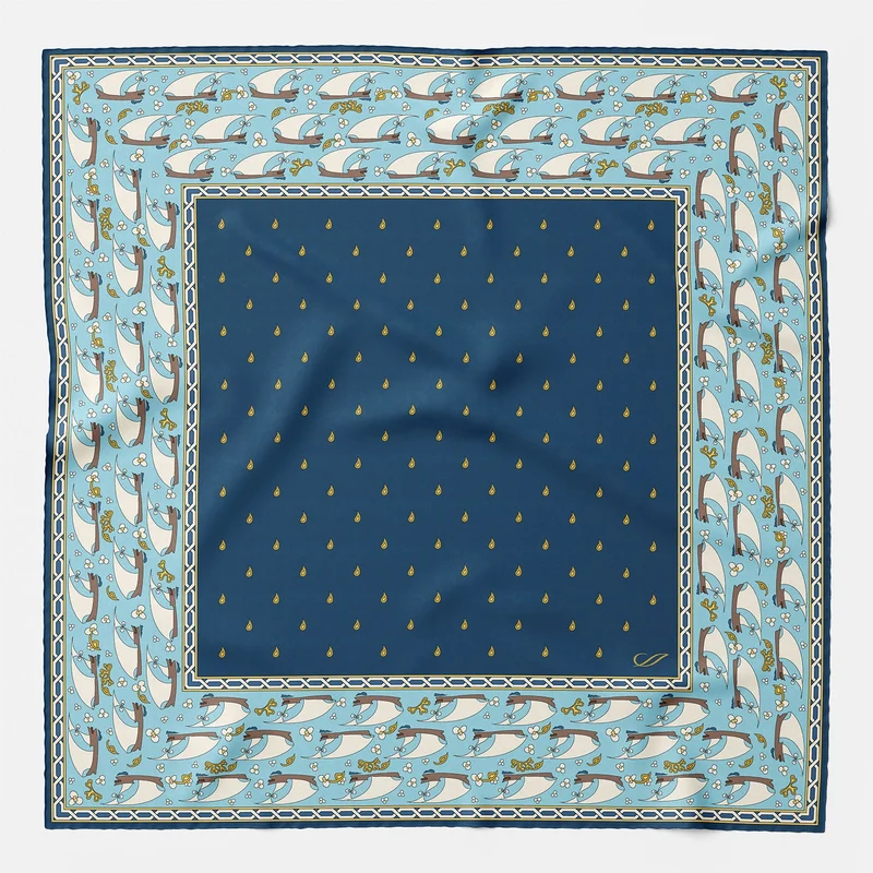 Ostia - Silk Pocket Square - Navy