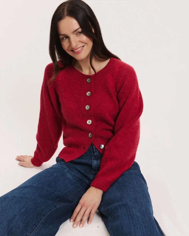 TRANQUILLO vest ASTRYD RED biologisch katoen alpaca