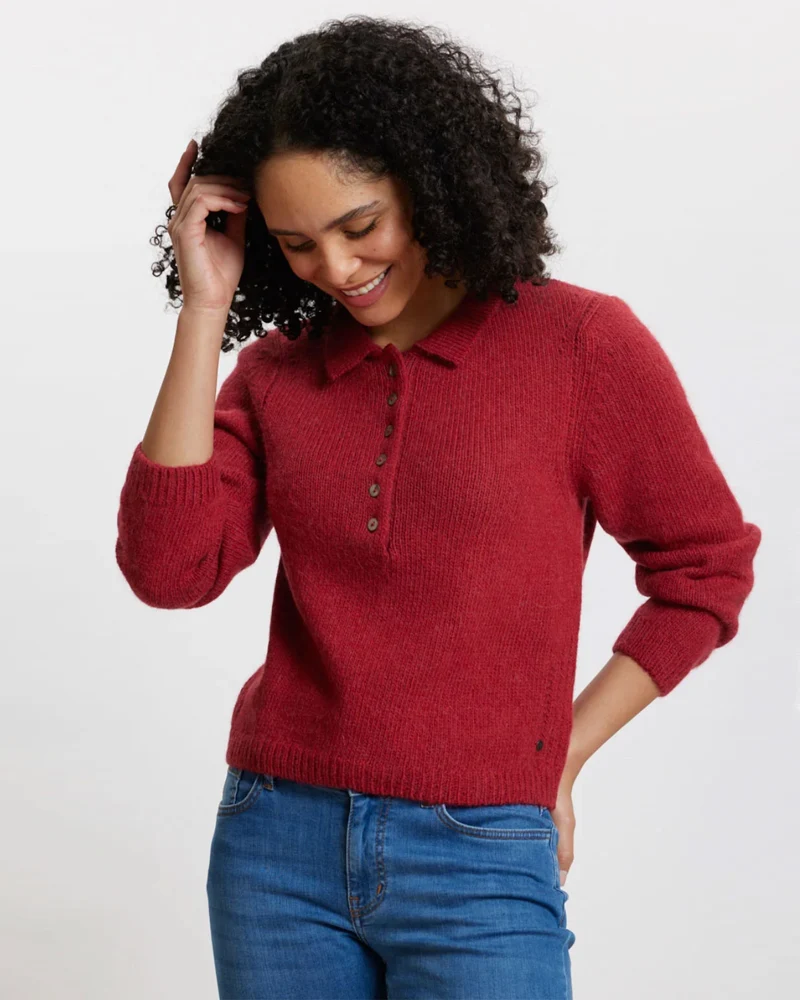 TRANQUILLO polo trui AUDRY RED biologisch katoen alpaca