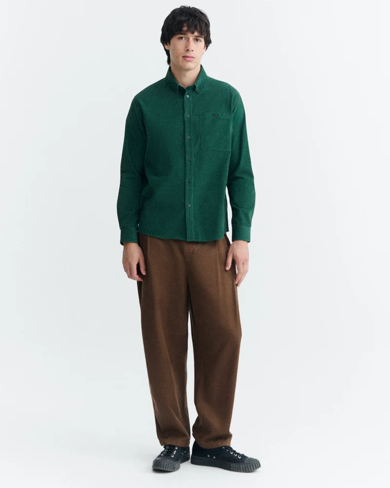 THINKING MU overhemd ANTO GREEN biologisch katoen corduroy