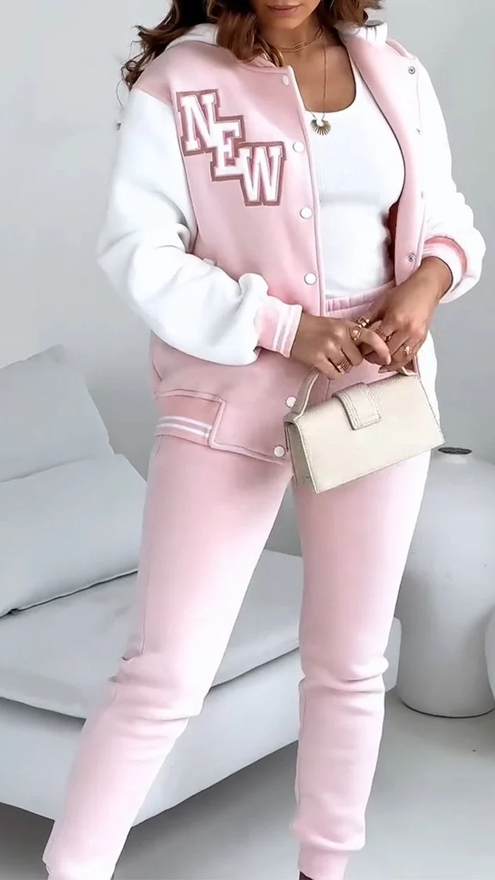 Men's Two-Piece Varsity Set with Bomber Jacket and Jogging Pants