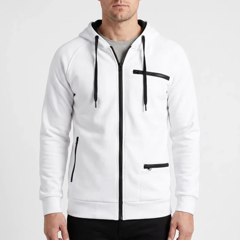 Hoodie heren | Vest met capuchon, ritssluiting en ritszakken