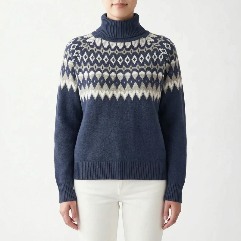 Trui dames | Gebreid model met col en Scandinavisch patroon