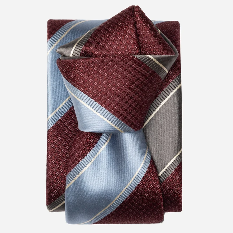 Ferrari - Silk Jacquard Tie - Burgundy Grey and Blue