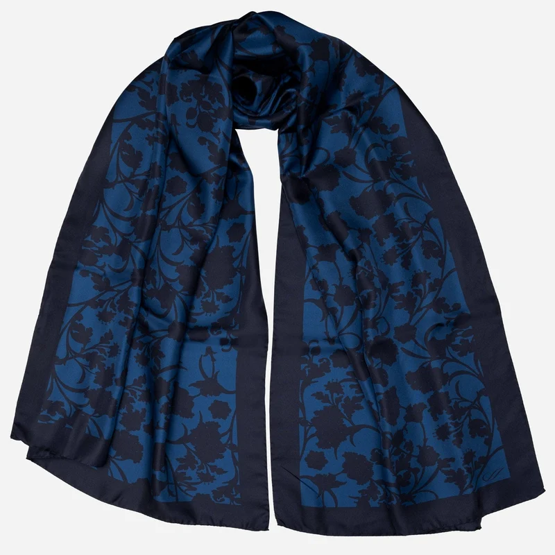 Regina - Silk Scarf Shawl - Midnight Blue