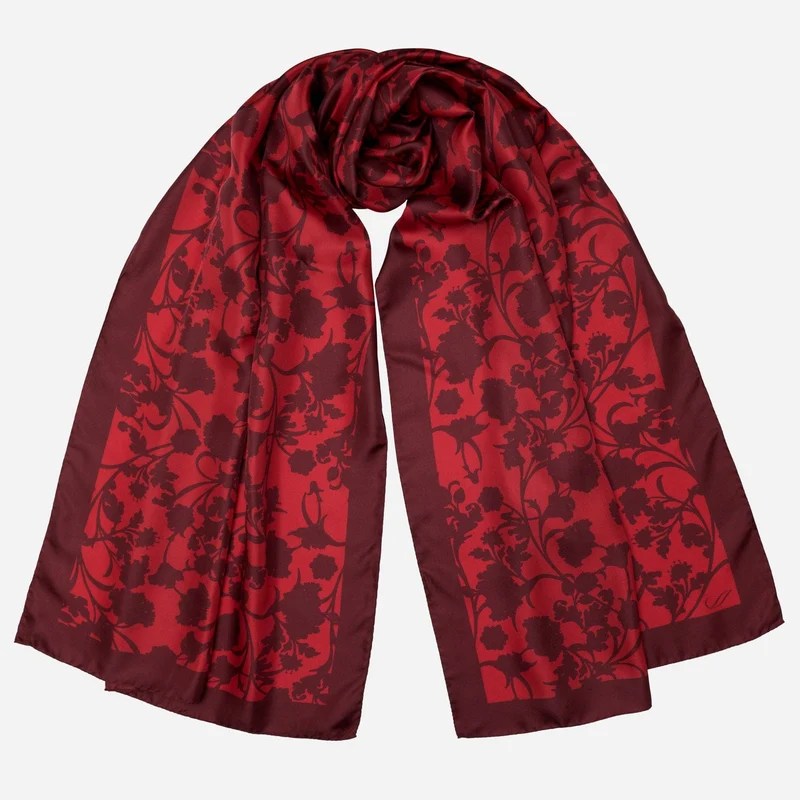 Regina - Silk Scarf Shawl - Ruby Red
